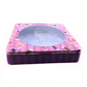 Klein vierkant cosmetisch blikken doosje voor lipgloss met PVC-venster